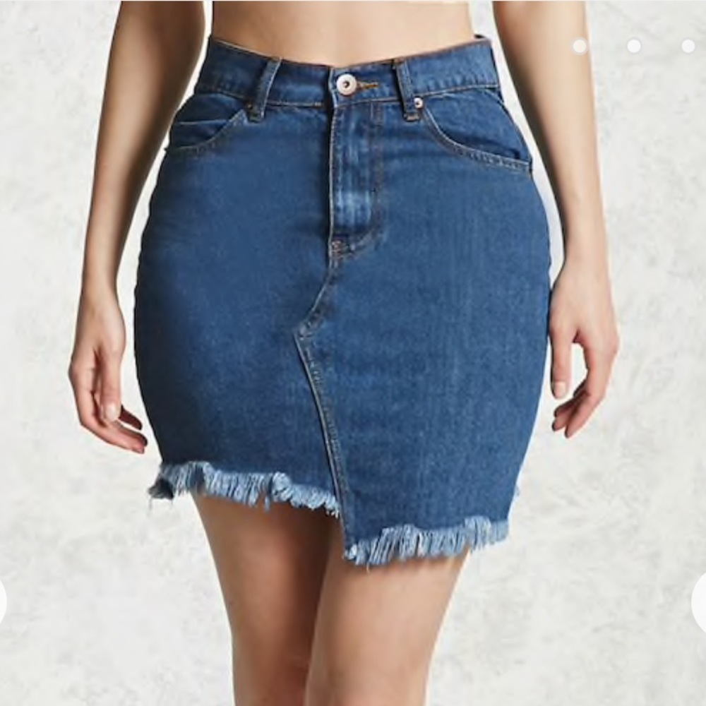 asymmetrical denim skirt
